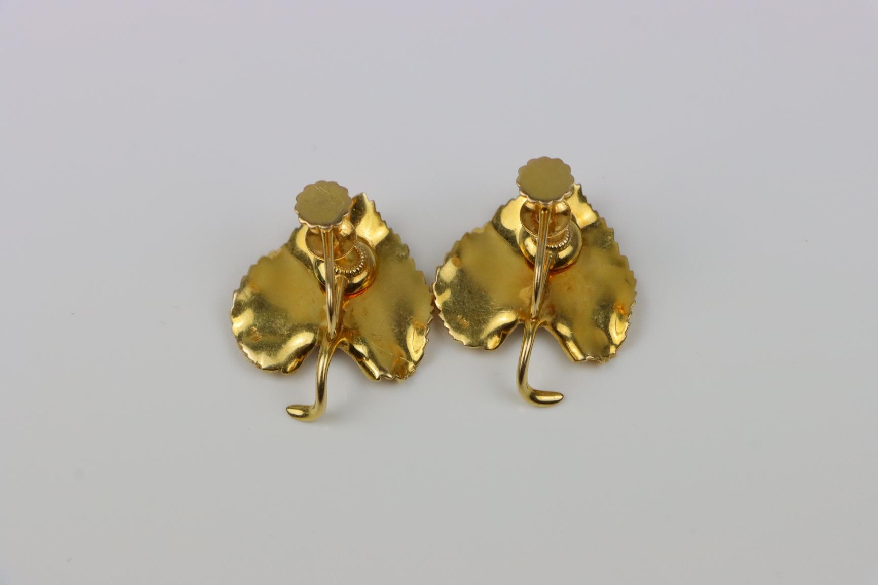 Fine 14K Gold Brooch Pin Earring Set