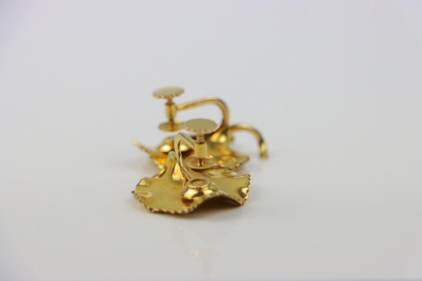 Fine 14K Gold Brooch Pin Earring Set