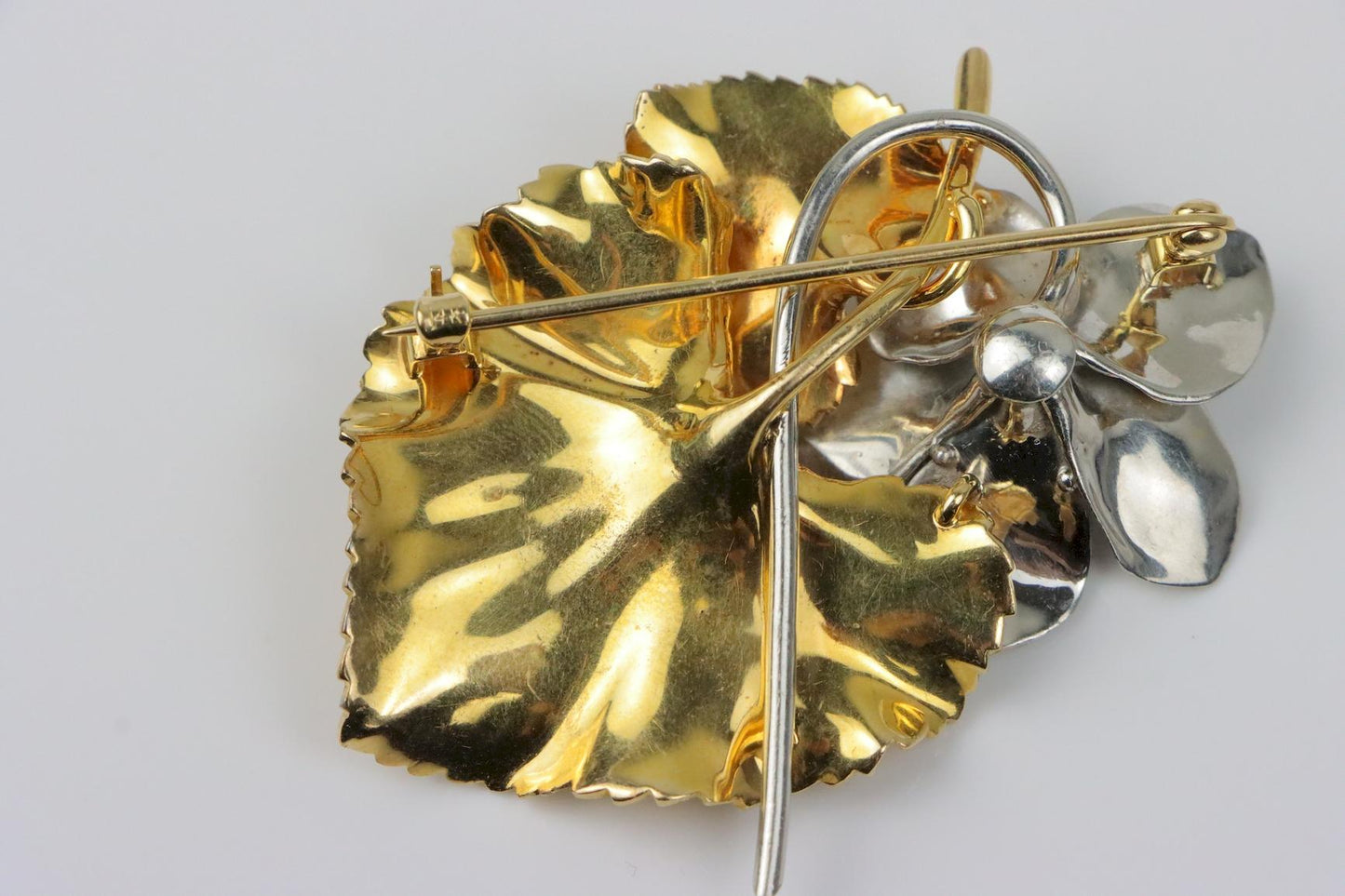 Fine 14K Gold Brooch Pin Earring Set