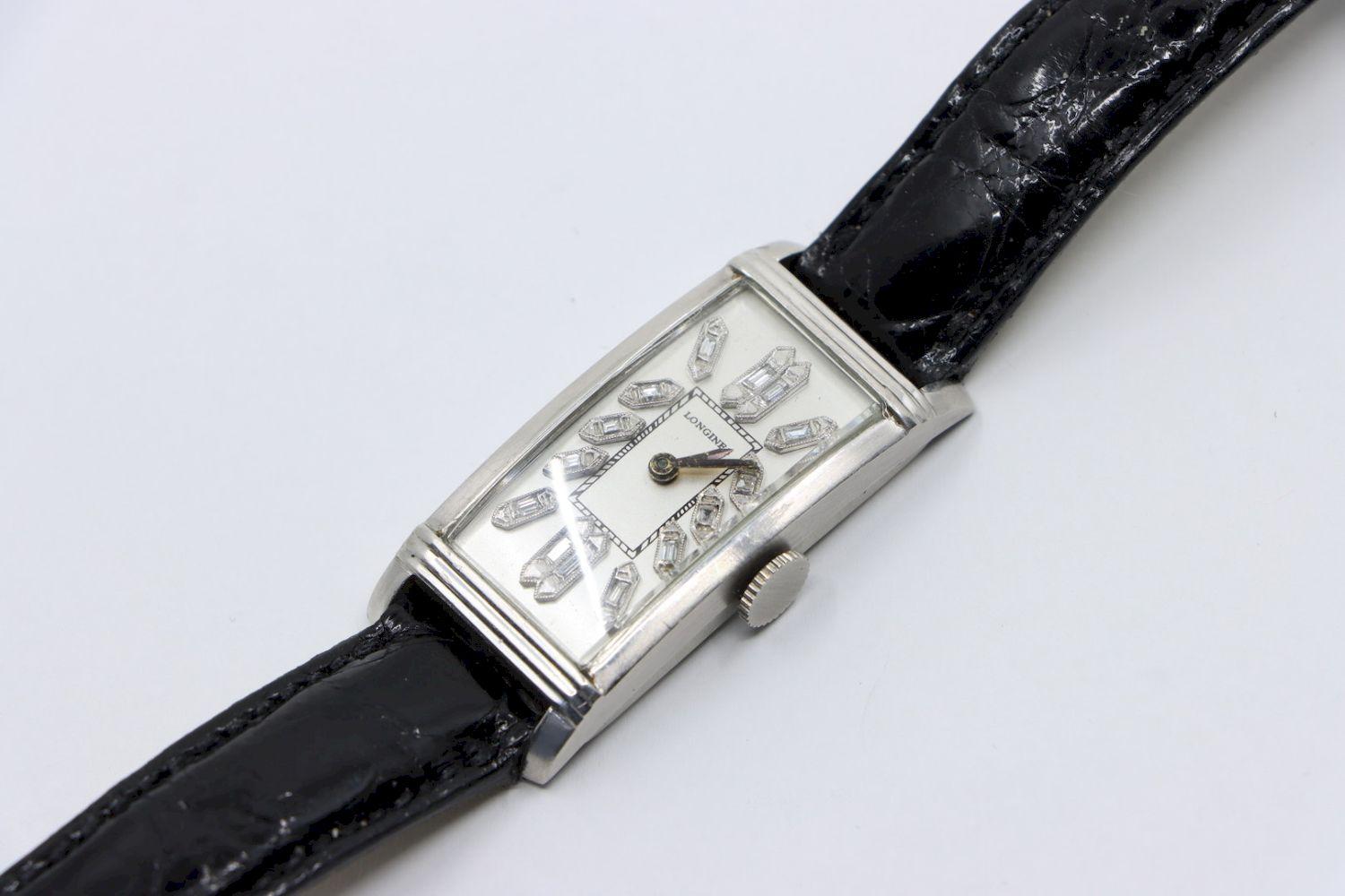 Longines Platinum Diamond Curvex Wrist Watch