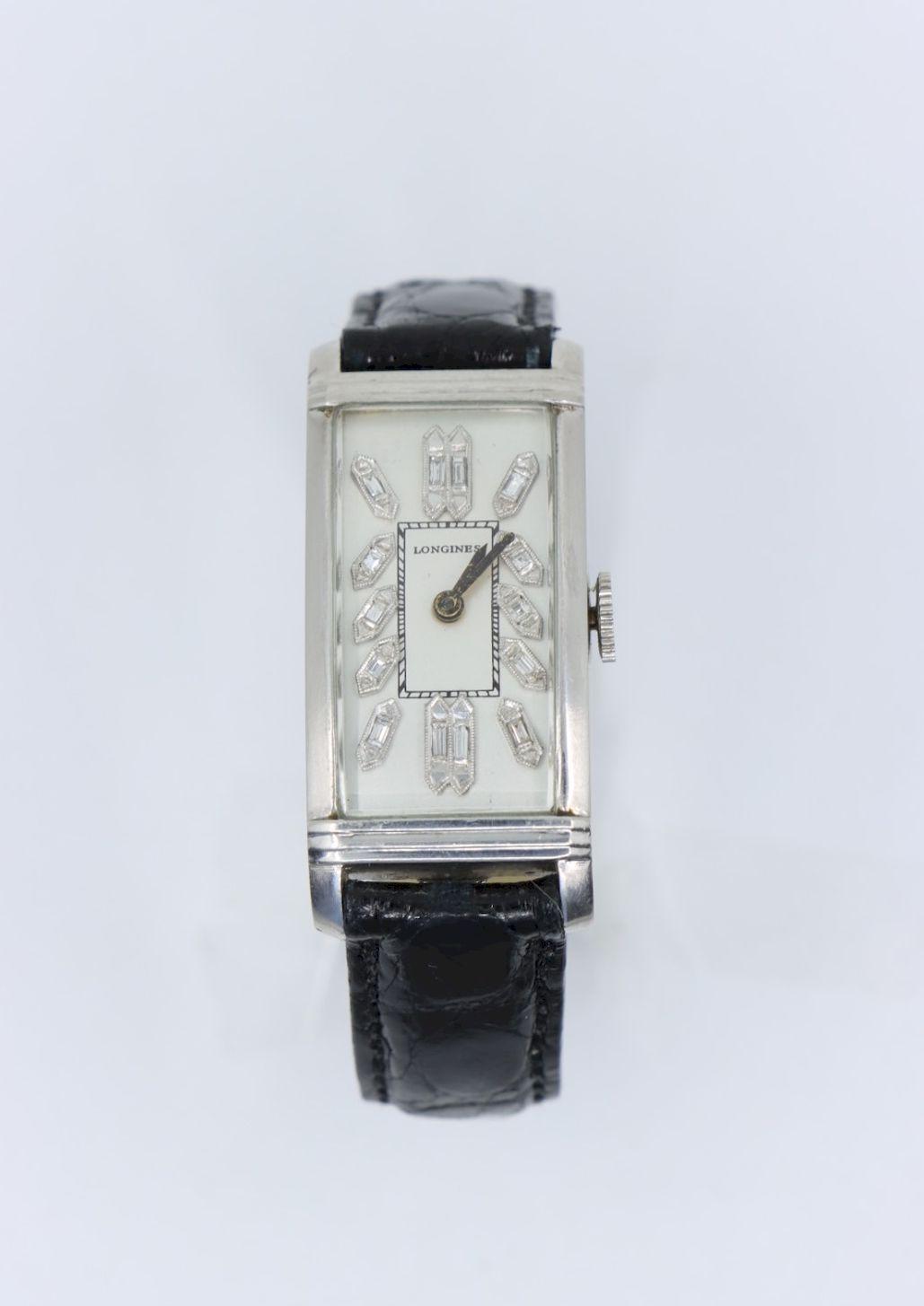 Longines Platinum Diamond Curvex Wrist Watch