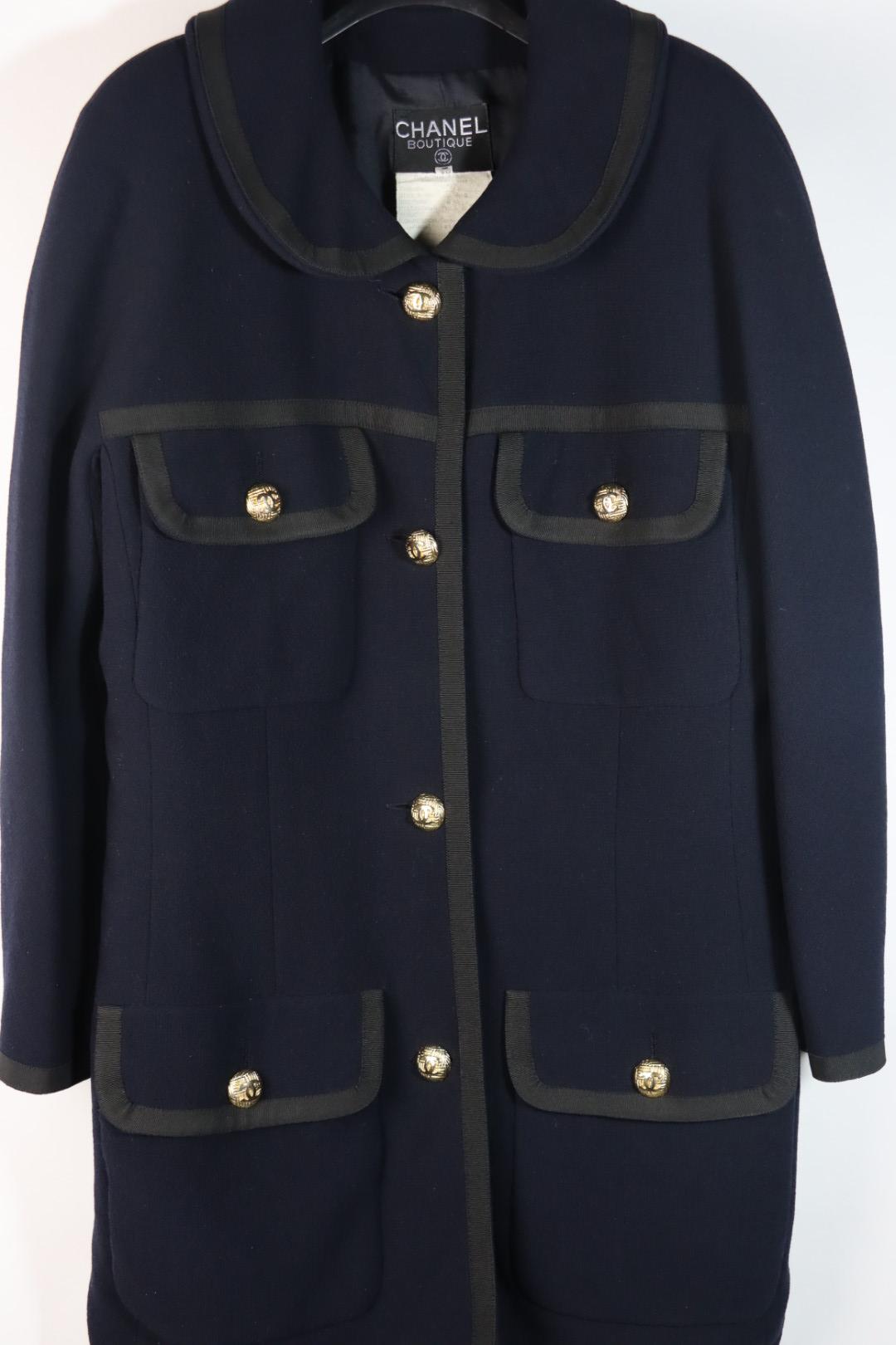 Vintage 1996 Chanel Classic Navy Wool Long Jacket