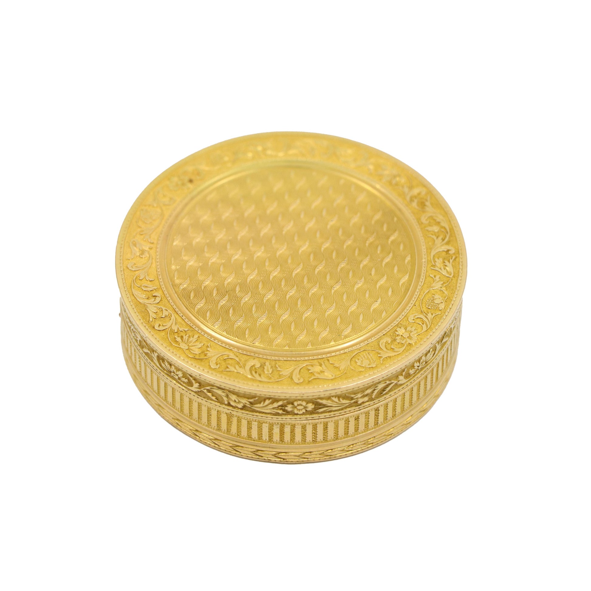 Vintage 14K Gold Round Shape Compact Box