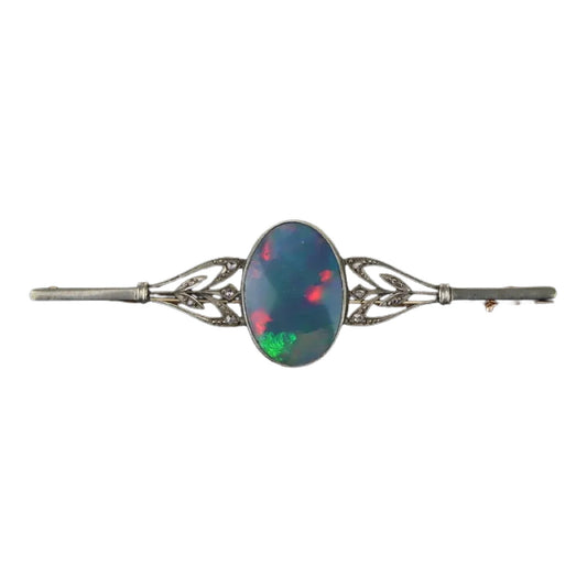 Gold & Silver Opal Brooch Pin