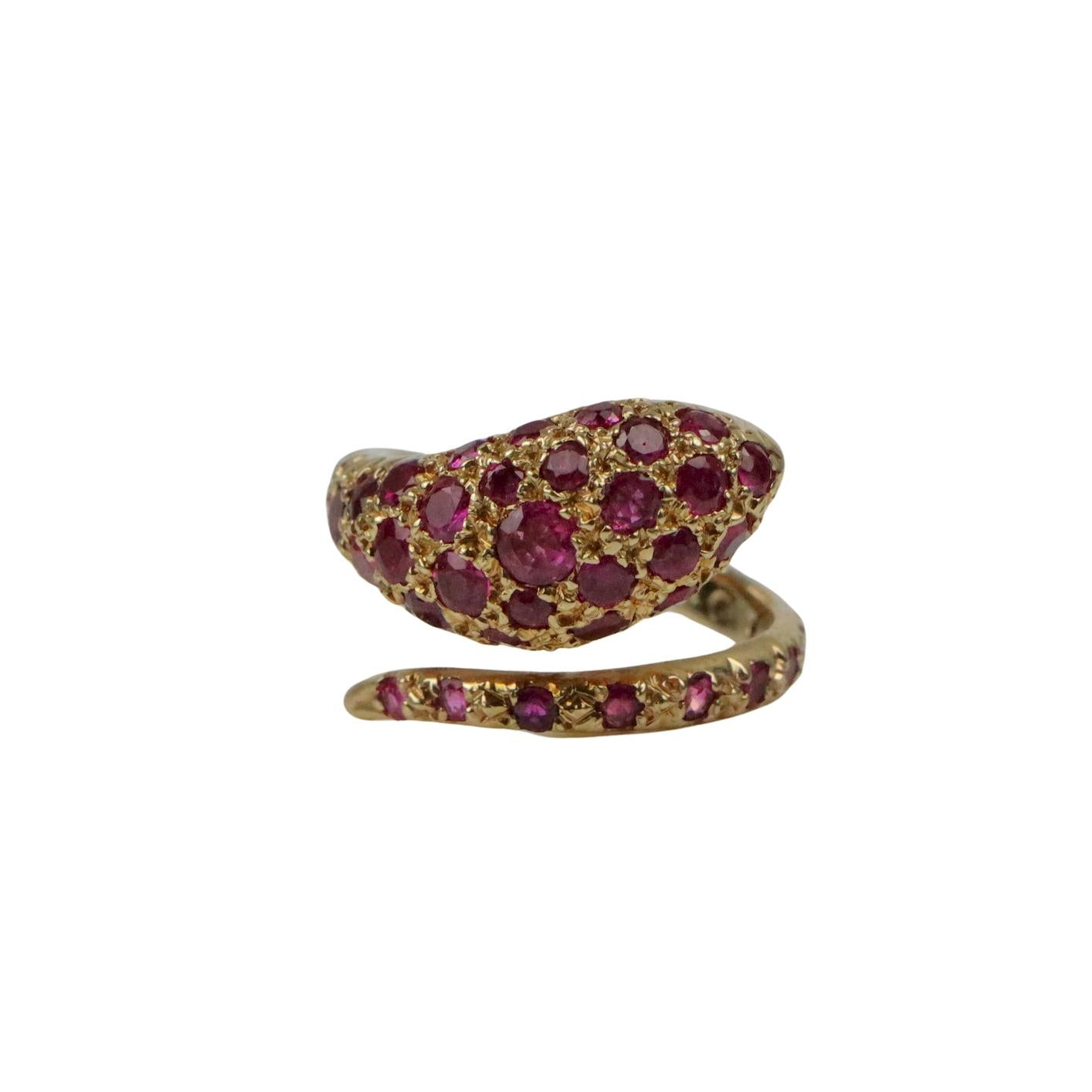 Vintage 14K Gold Ruby Snake Ring