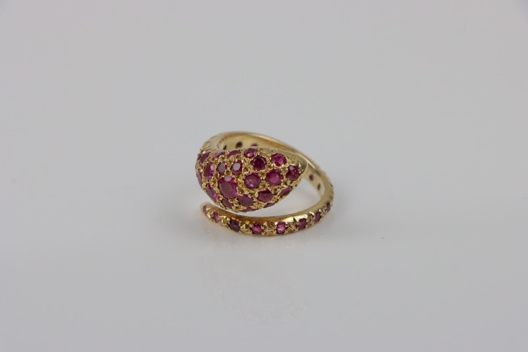 Vintage 14K Gold Ruby Snake Ring