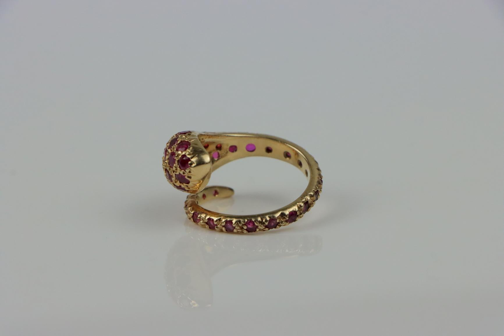 Vintage 14K Gold Ruby Snake Ring