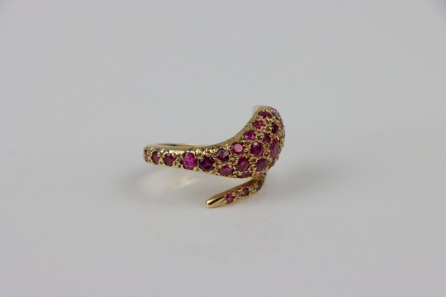 Vintage 14K Gold Ruby Snake Ring