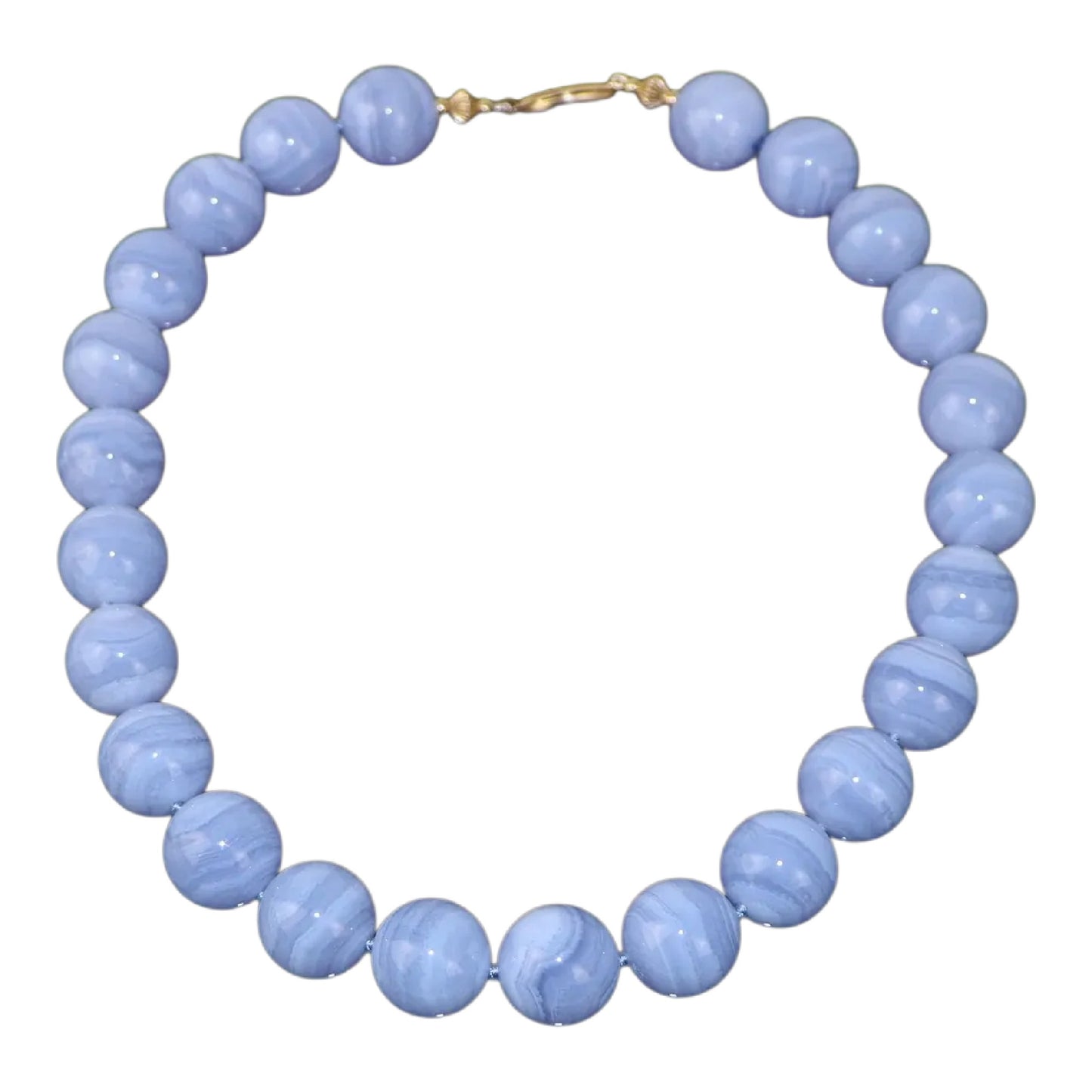 Chalcedony Bead 14k Gold Clasp Necklace