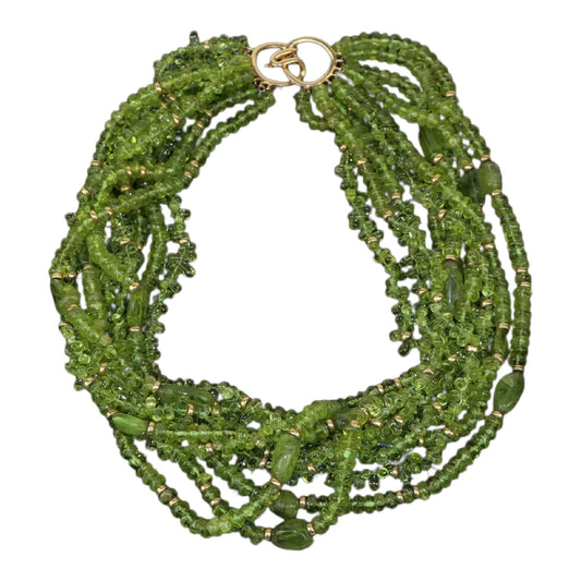 Peridot Strand Gold Statement Necklace