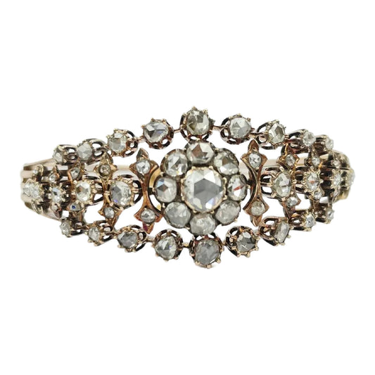 Victorian 14k Gold Rose Cut Diamond Bracelet