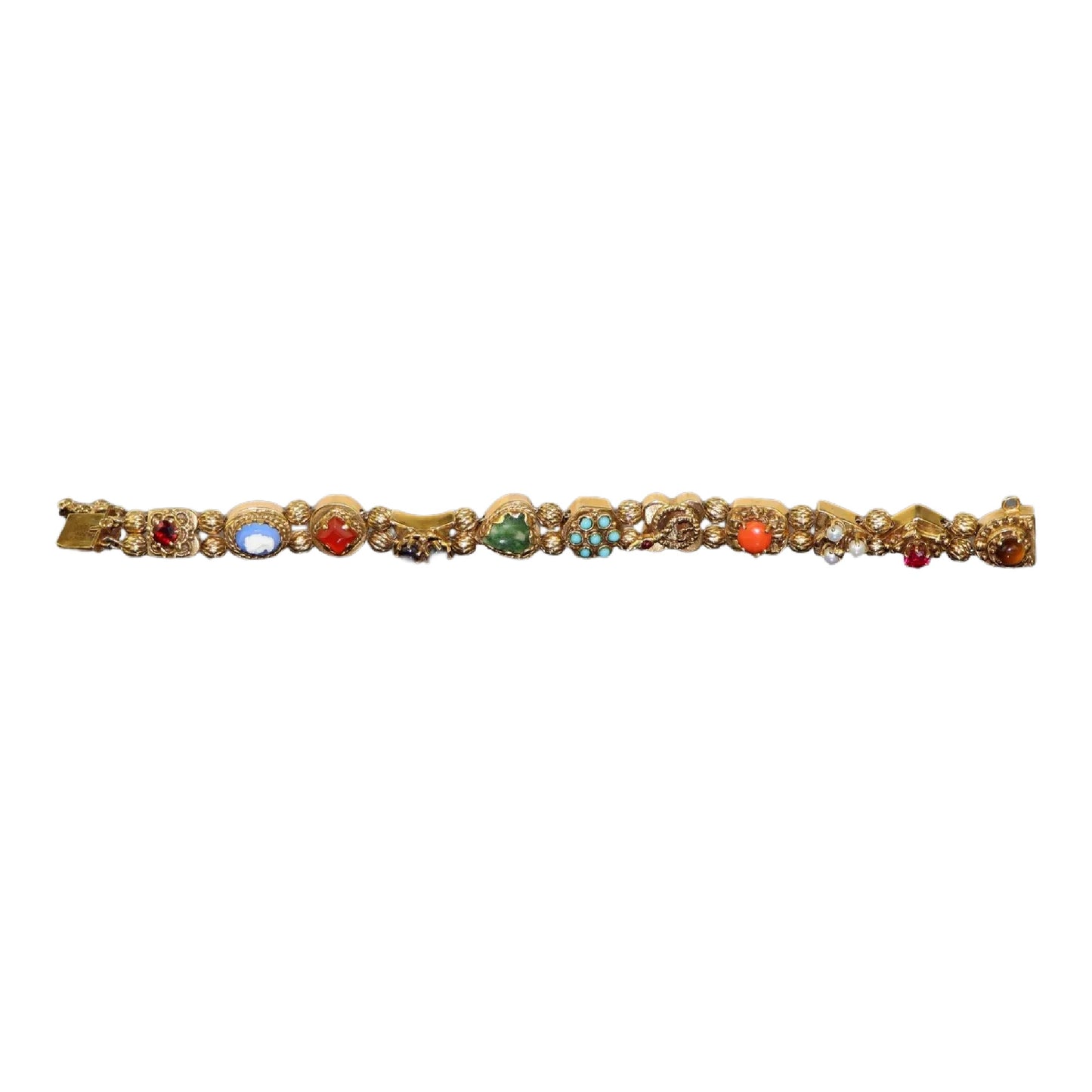 Vintage 14K Gold Multi-Gemstone Bracelet