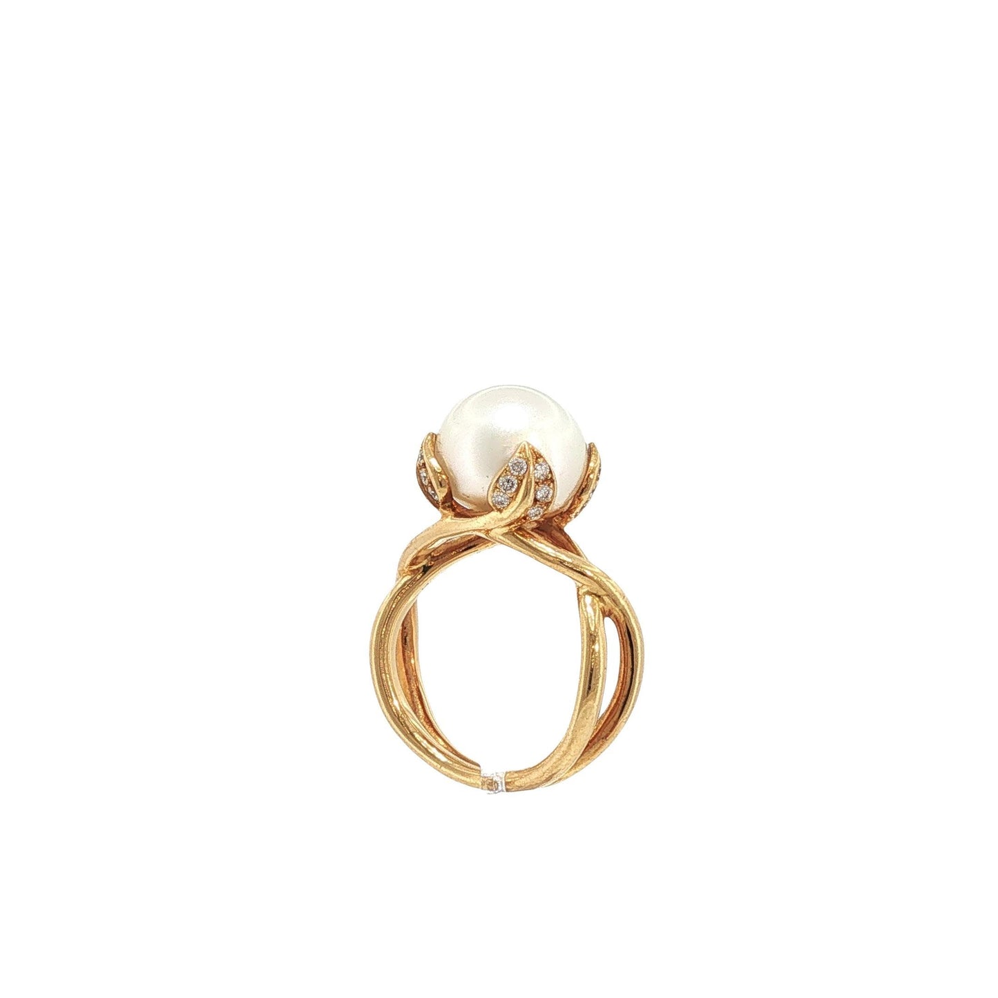 Tiffany & Co. France 18K Gold Pearl and Diamond Ring