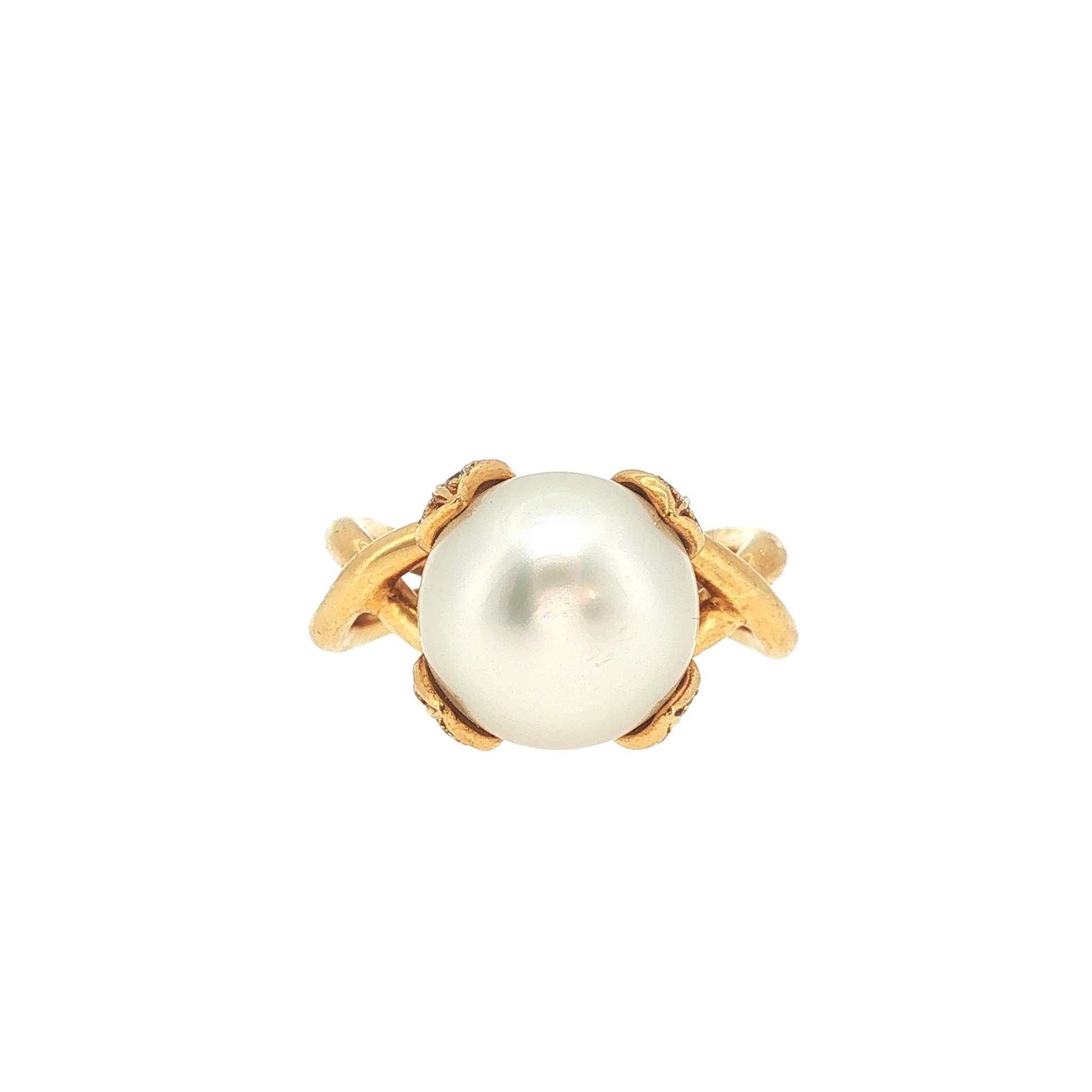 Tiffany & Co. France 18K Gold Pearl and Diamond Ring