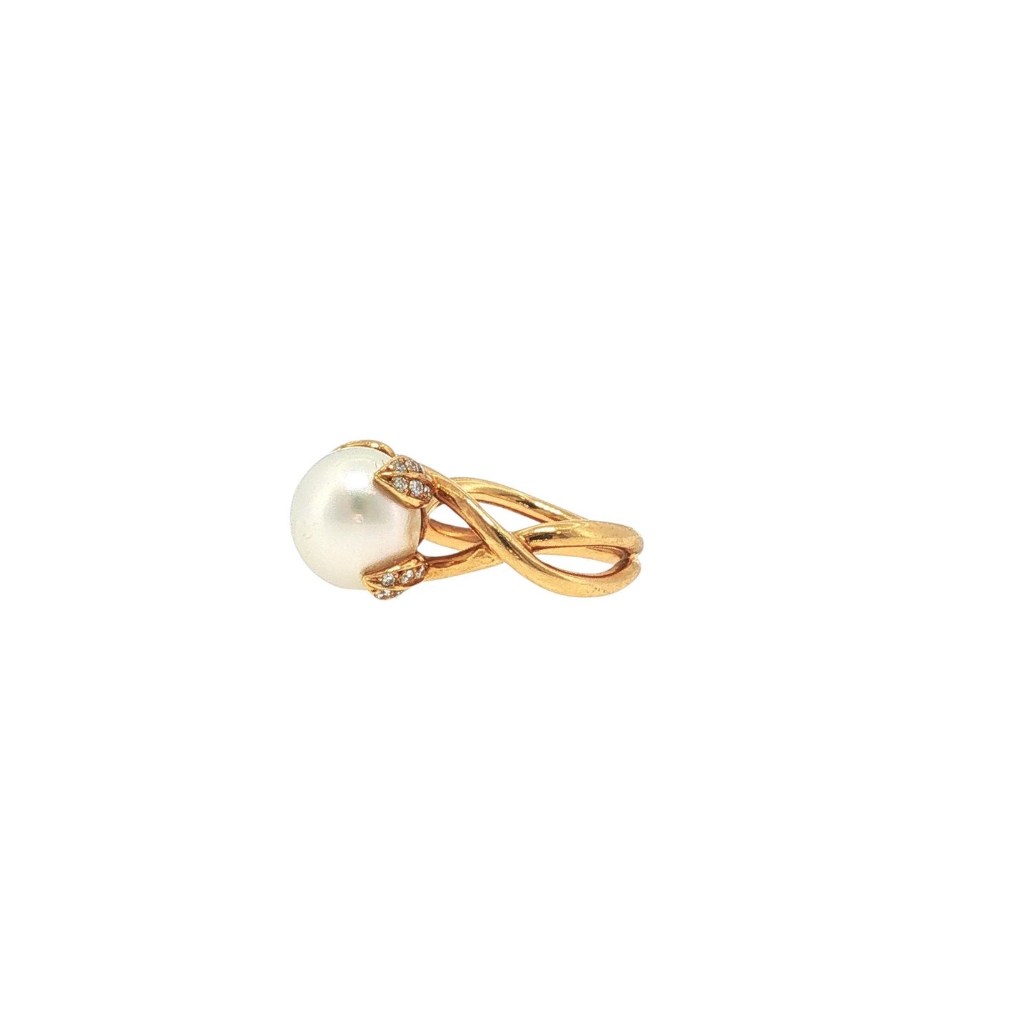 Tiffany & Co. France 18K Gold Pearl and Diamond Ring