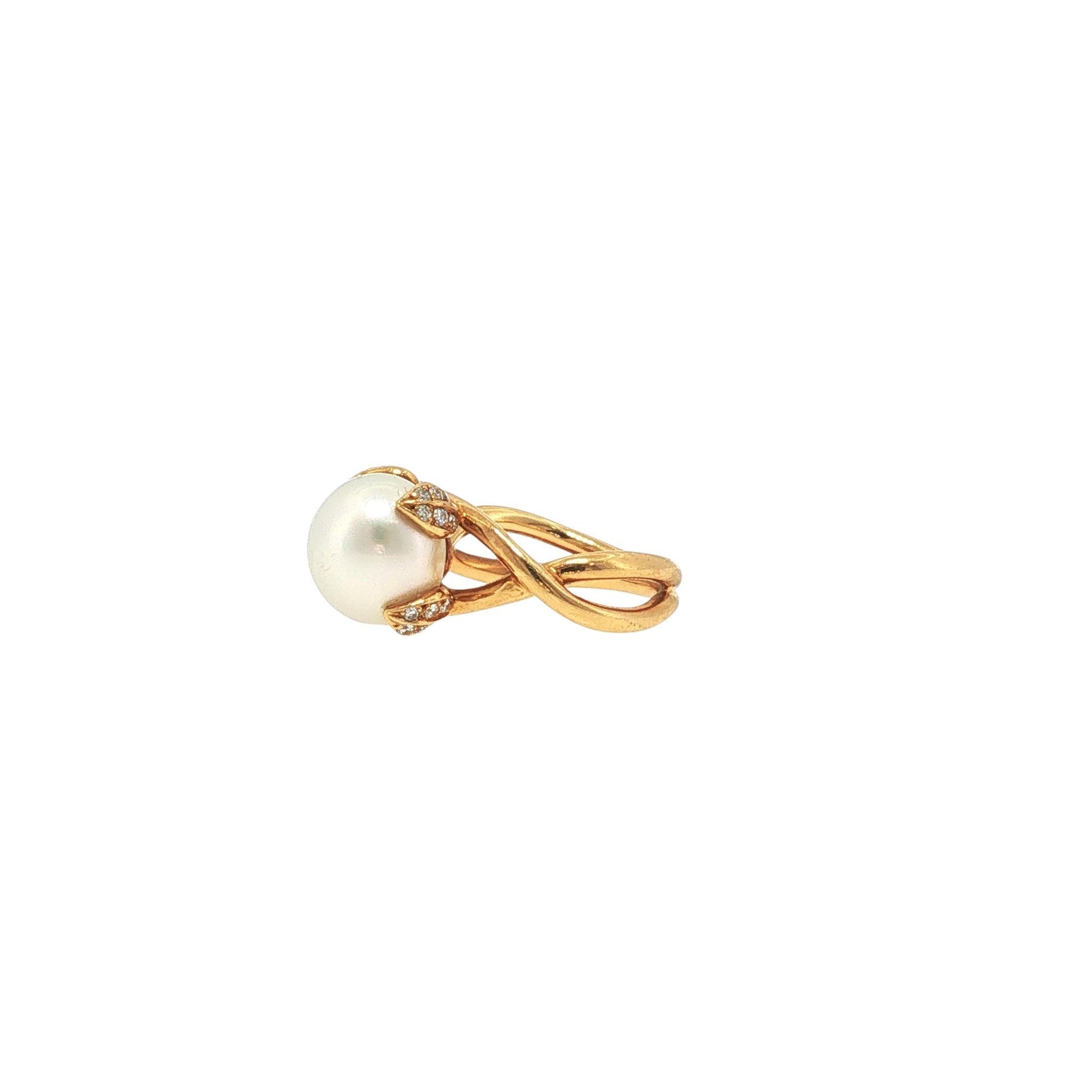 Tiffany & Co. France 18K Gold Pearl and Diamond Ring