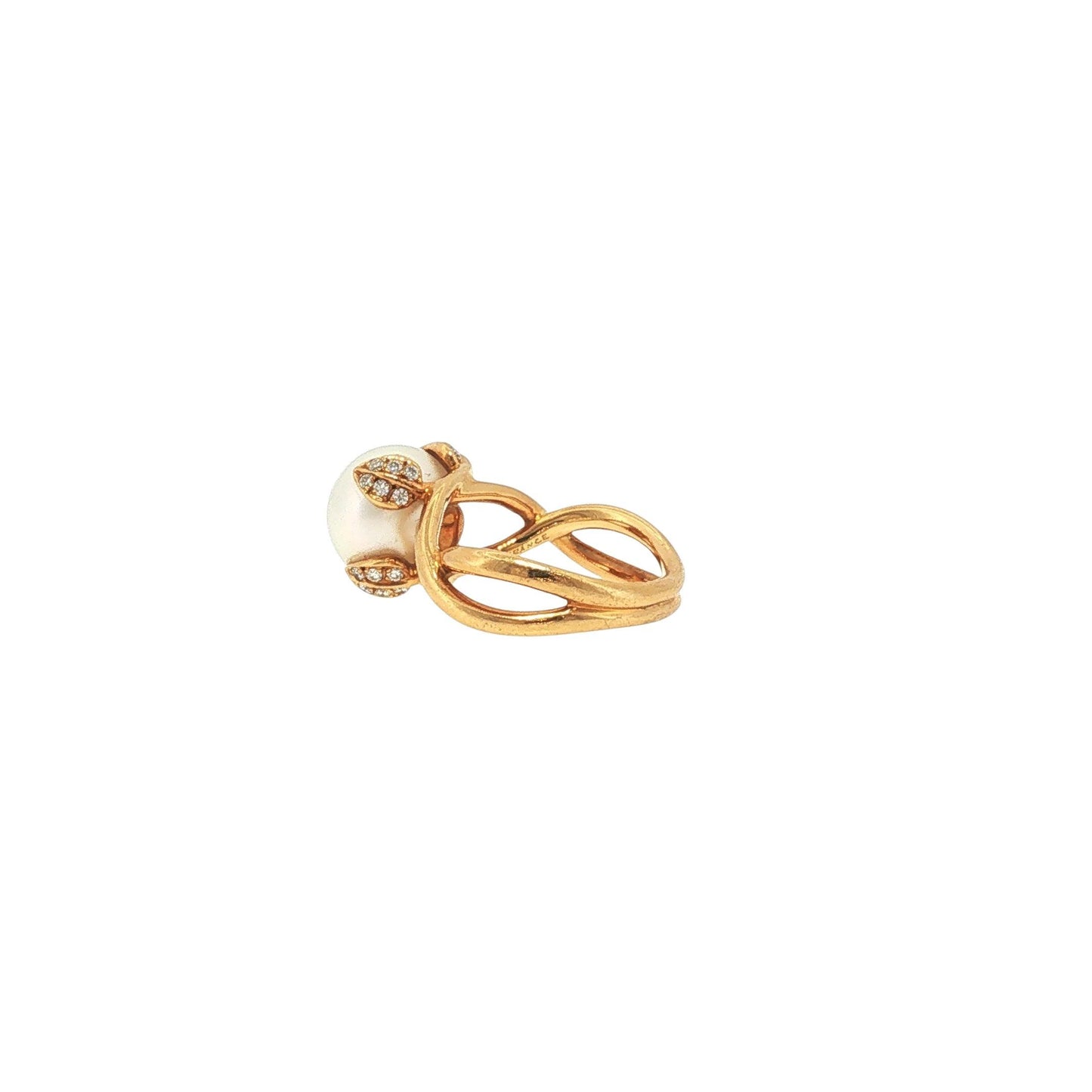 Tiffany & Co. France 18K Gold Pearl and Diamond Ring