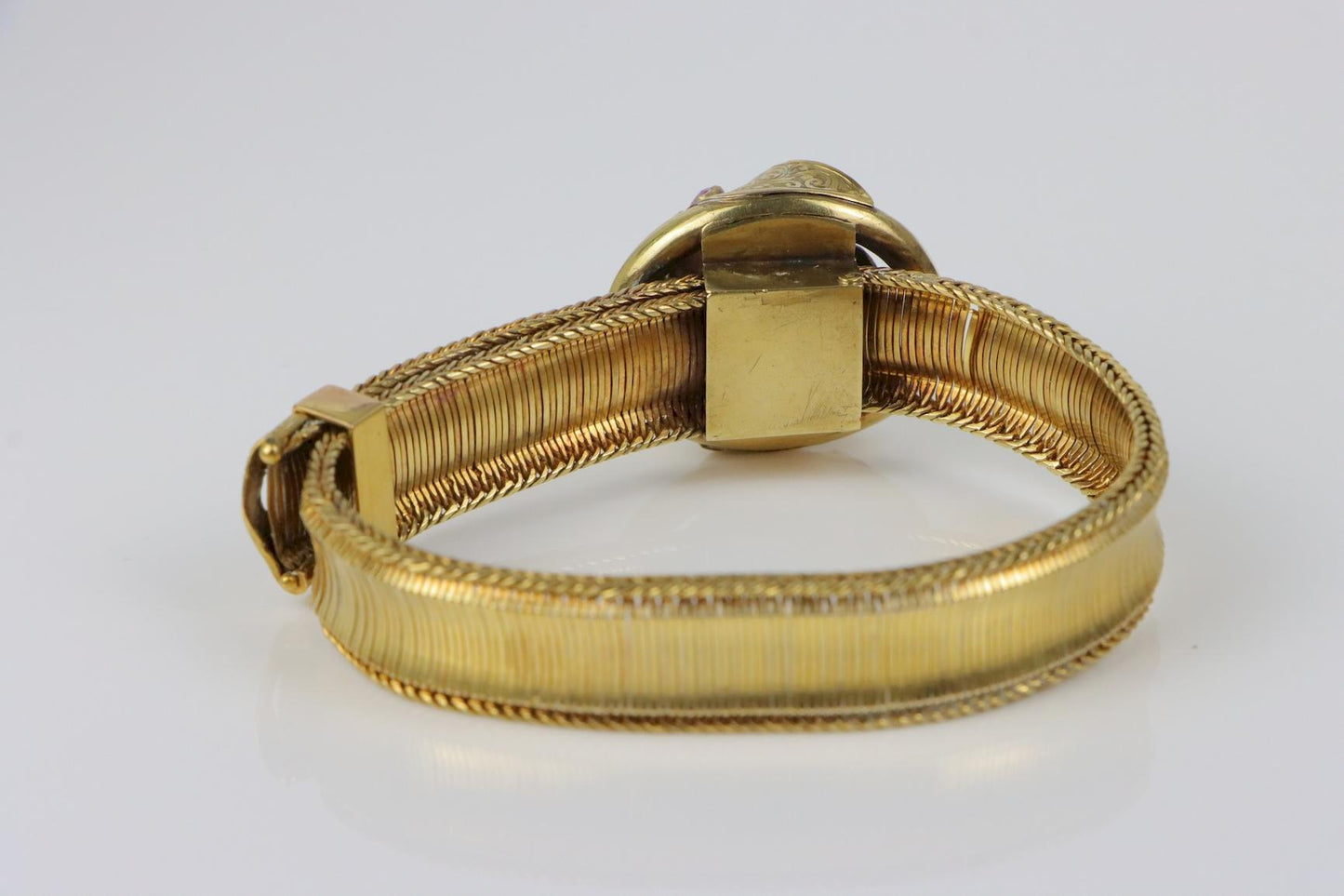 Antique 14K Gold Mesh Belt Bracelet Aquarmarine