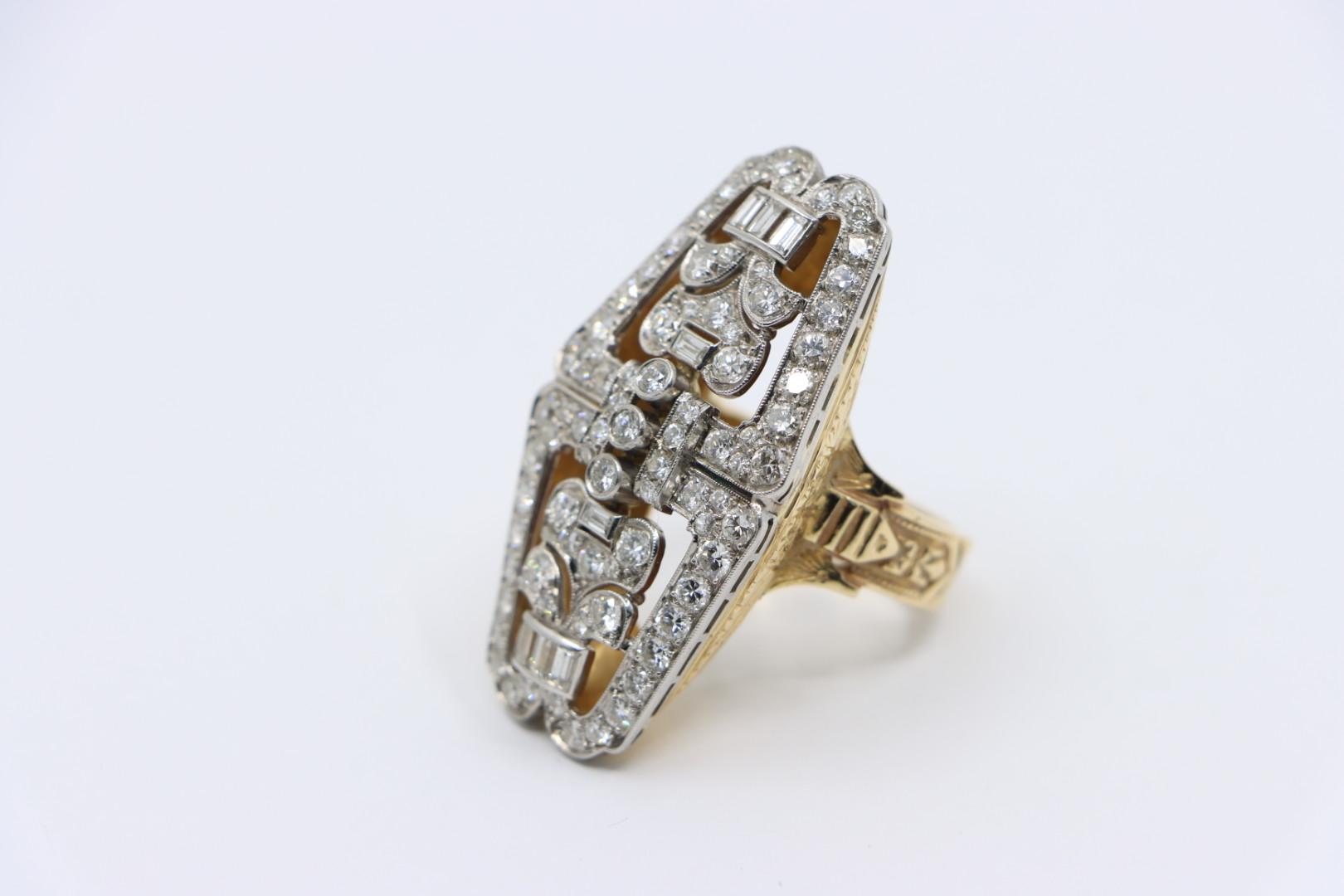 Vintage Art Deco 14K Gold Platinum Diamond Ring