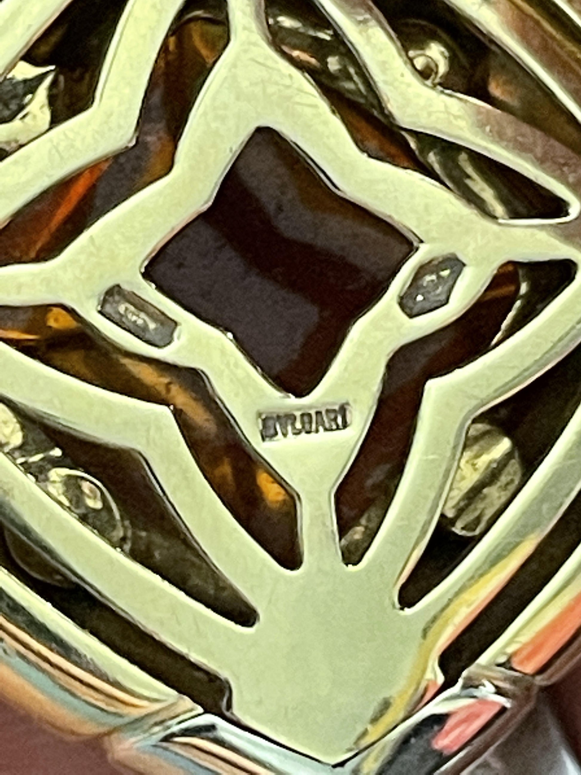 Vintage Bvlgari Pyramid 18K Gold Citrine Pendant