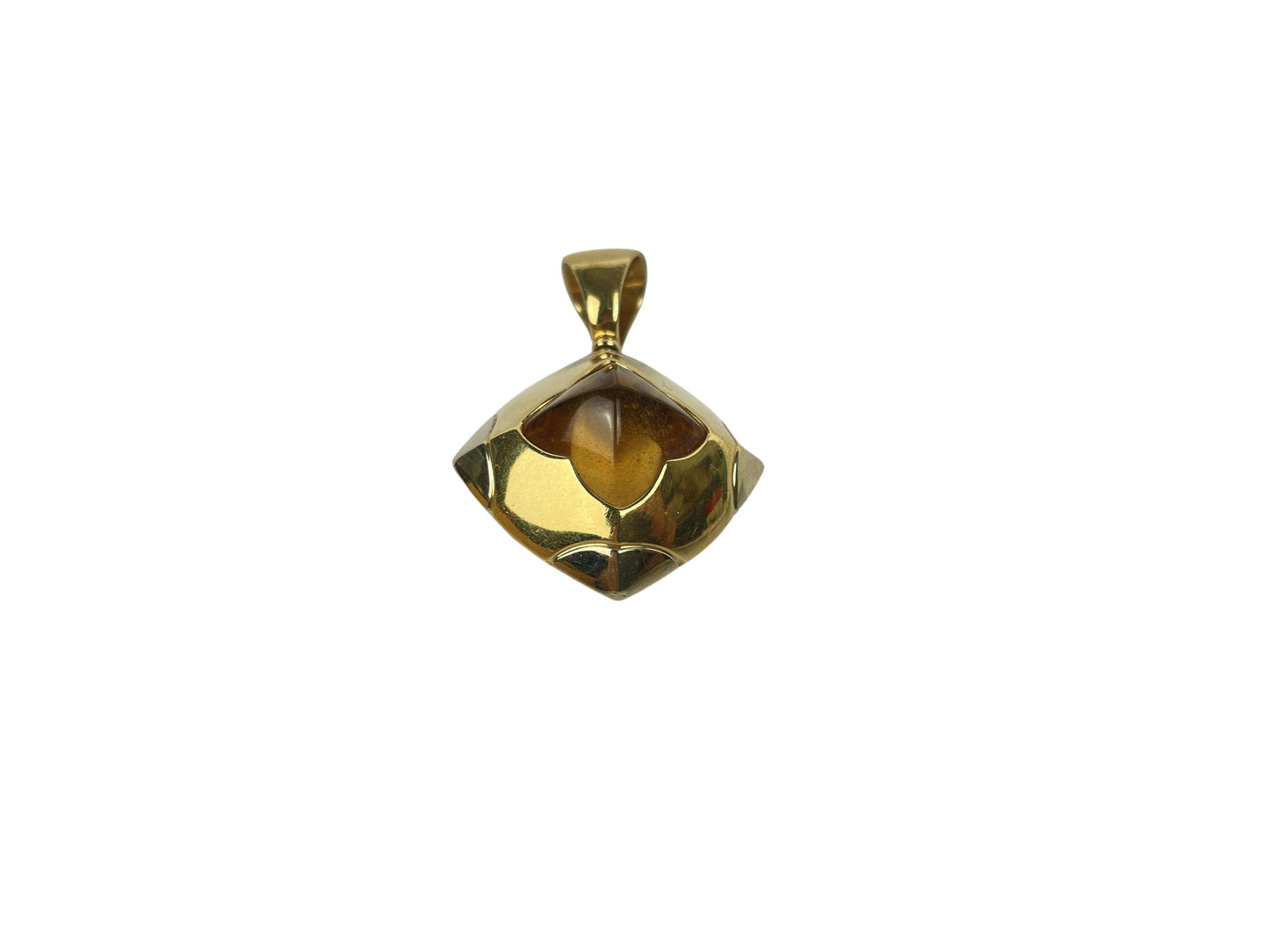 Vintage Bvlgari Pyramid 18K Gold Citrine Pendant