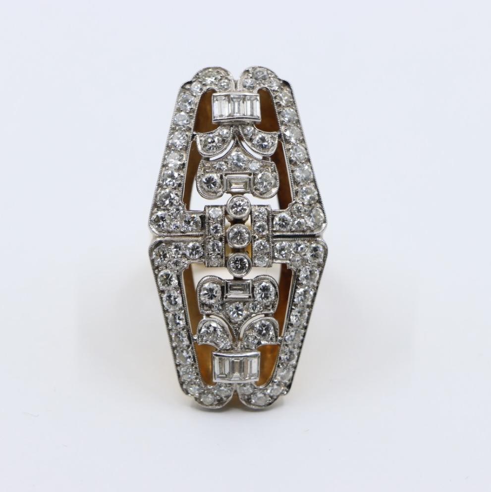 Vintage Art Deco 14K Gold Platinum Diamond Ring