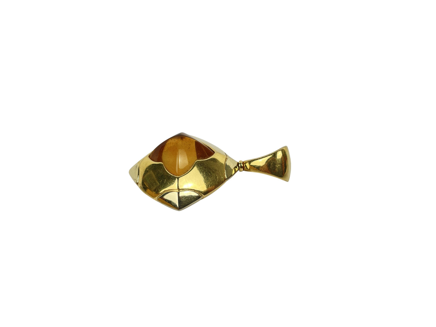Vintage Bvlgari Pyramid 18K Gold Citrine Pendant