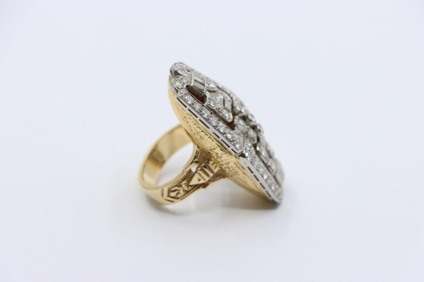 Vintage Art Deco 14K Gold Platinum Diamond Ring