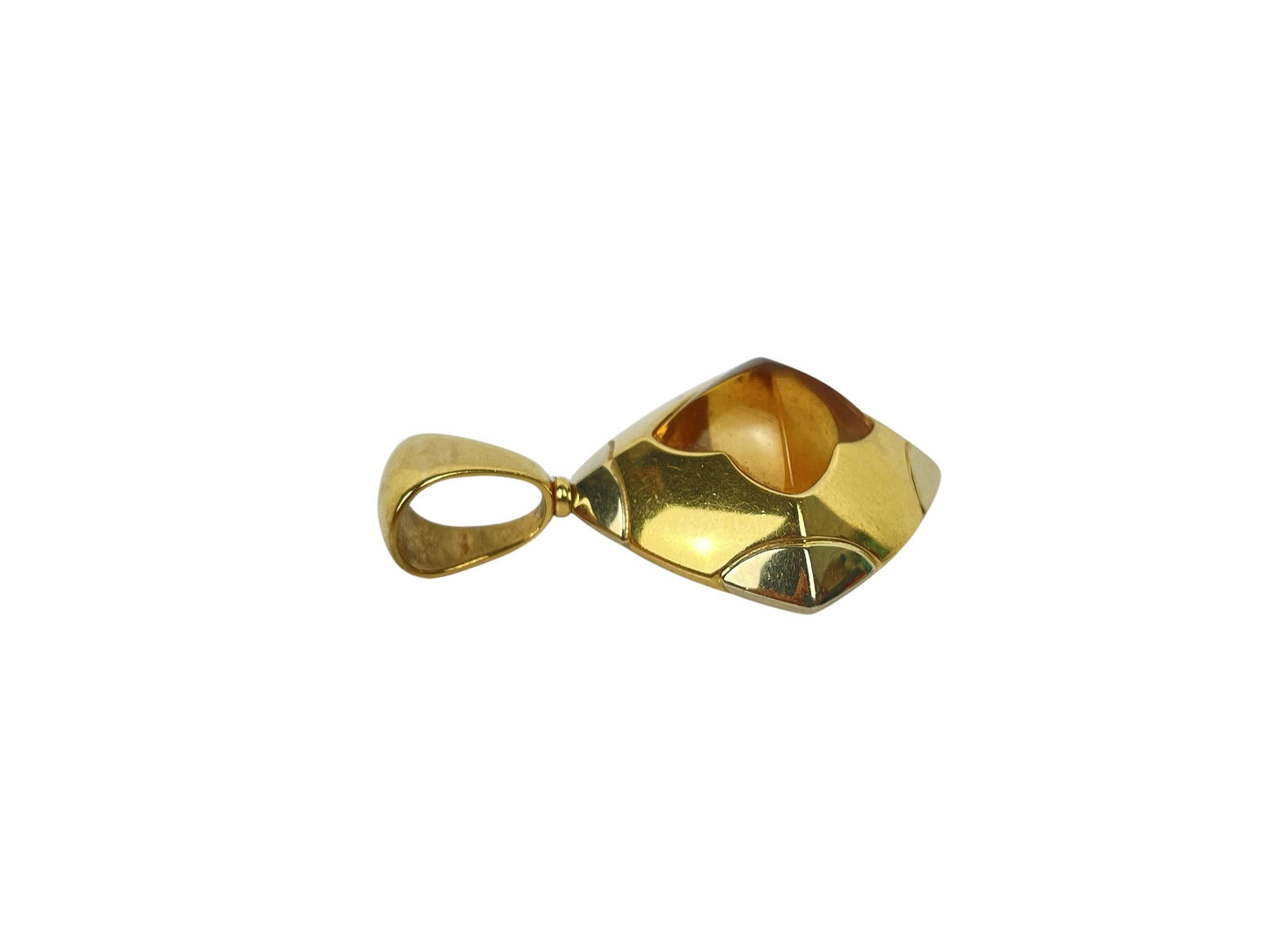 Vintage Bvlgari Pyramid 18K Gold Citrine Pendant