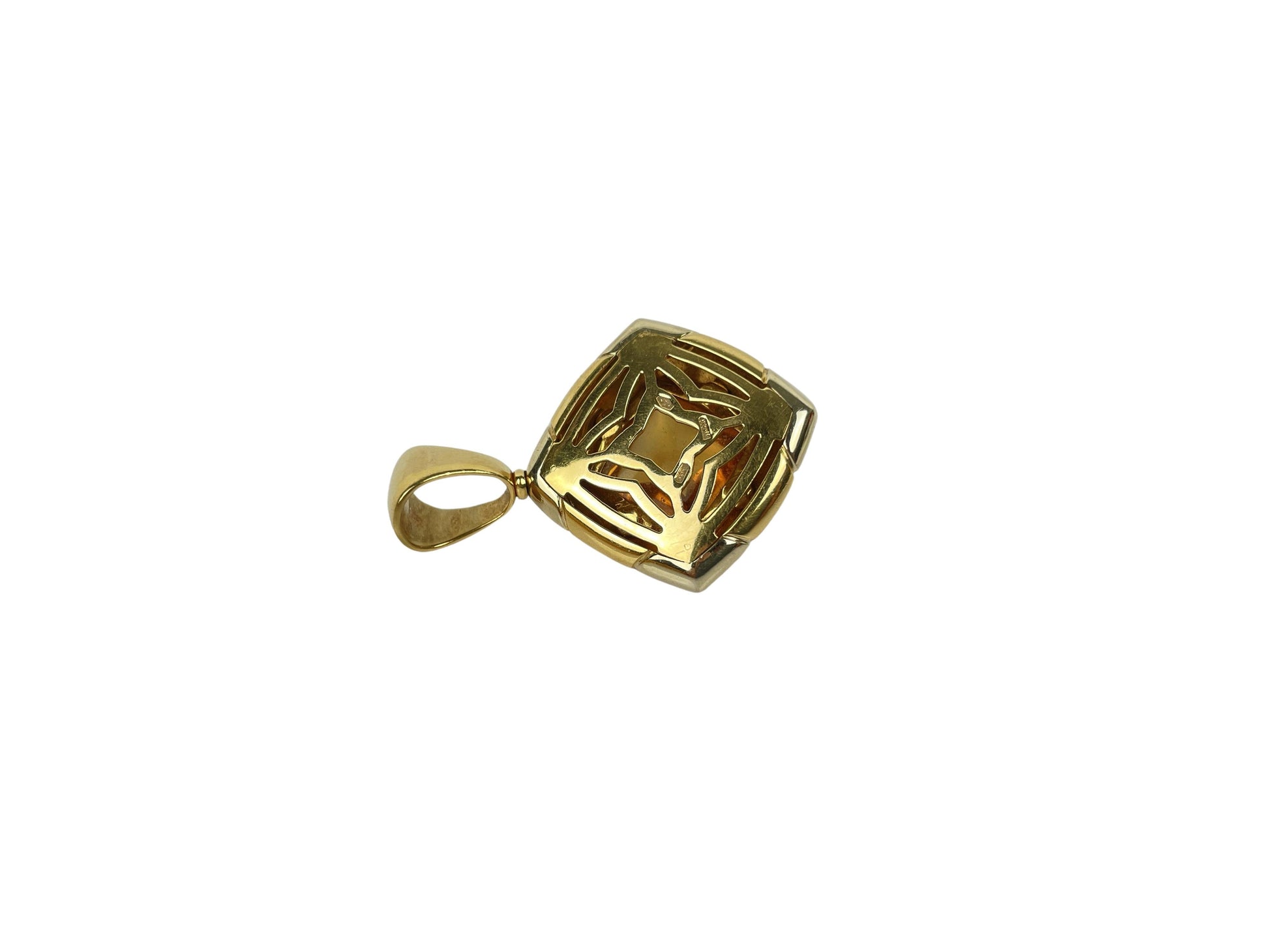 Vintage Bvlgari Pyramid 18K Gold Citrine Pendant