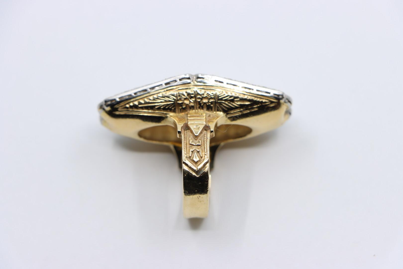 Vintage Art Deco 14K Gold Platinum Diamond Ring