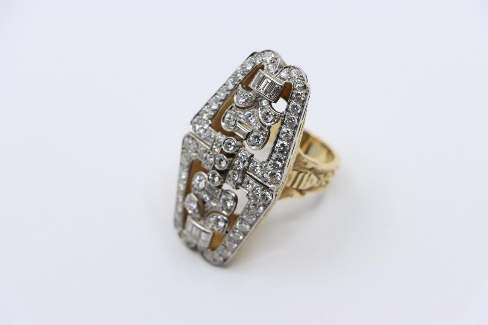 Vintage Art Deco 14K Gold Platinum Diamond Ring