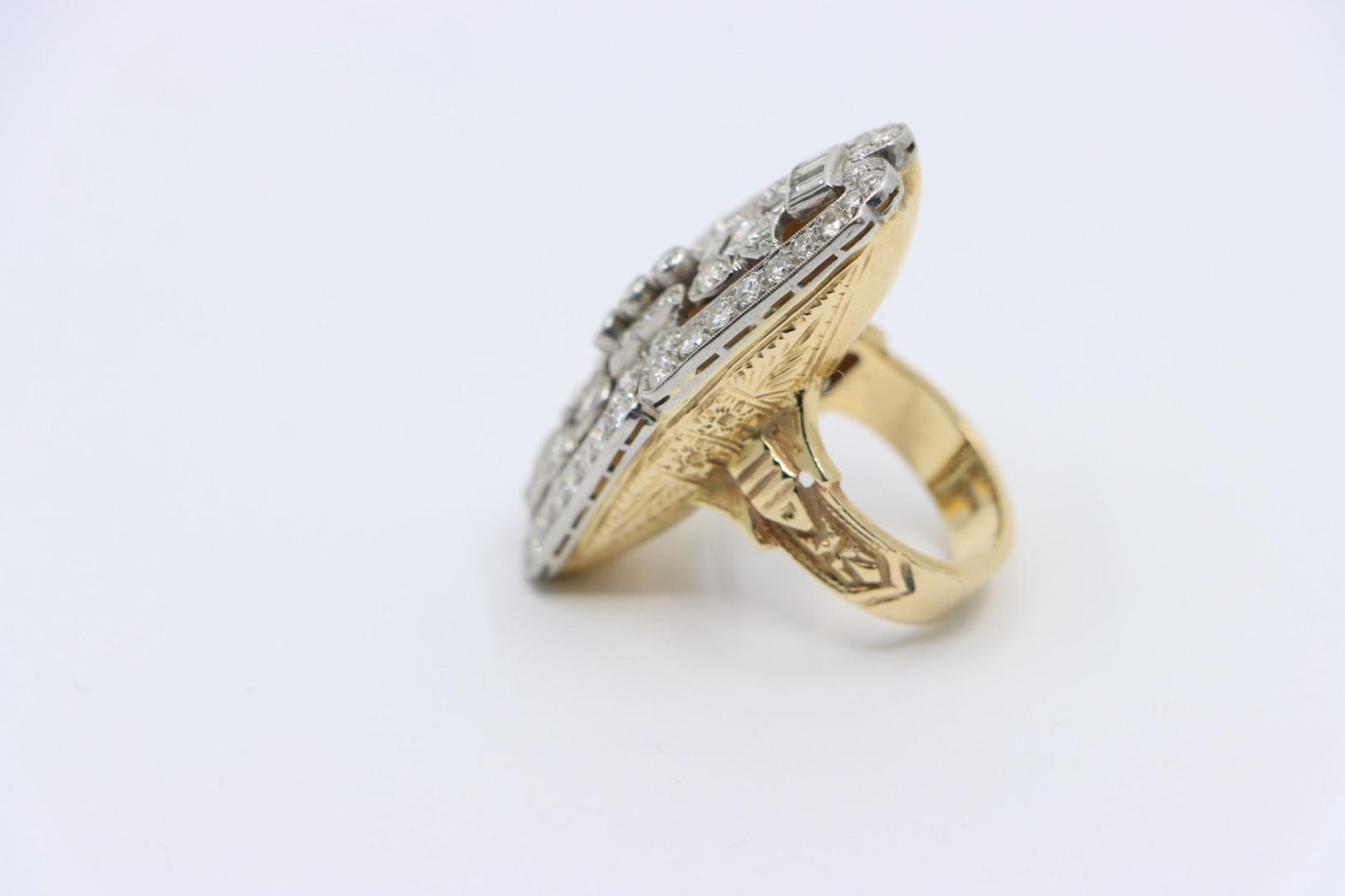 Vintage Art Deco 14K Gold Platinum Diamond Ring