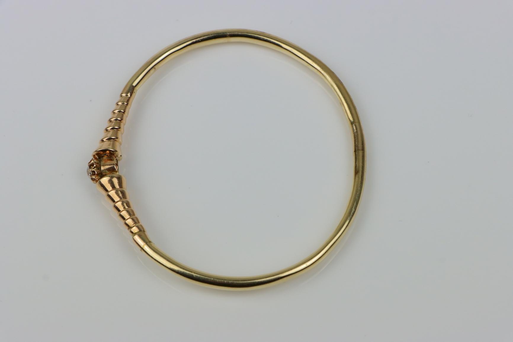 Vintage 14K Gold Diamond Bangle Bracelet