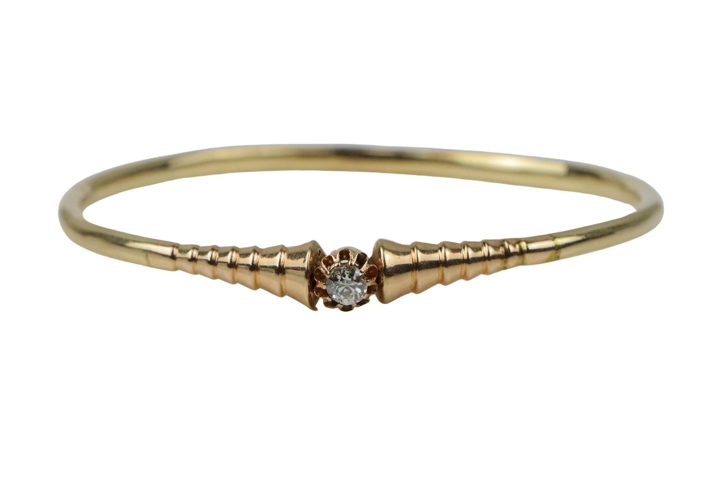 Vintage 14K Gold Diamond Bangle Bracelet