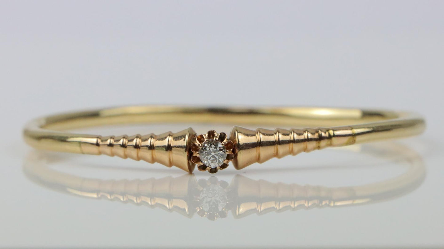 Vintage 14K Gold Diamond Bangle Bracelet