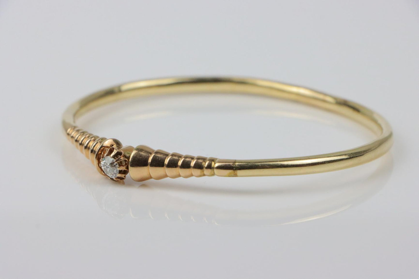 Vintage 14K Gold Diamond Bangle Bracelet