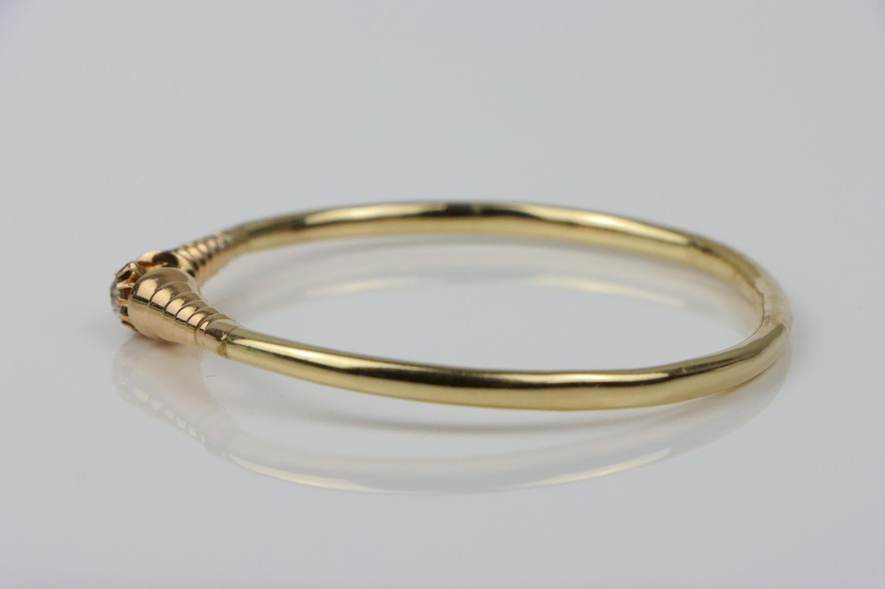 Vintage 14K Gold Diamond Bangle Bracelet