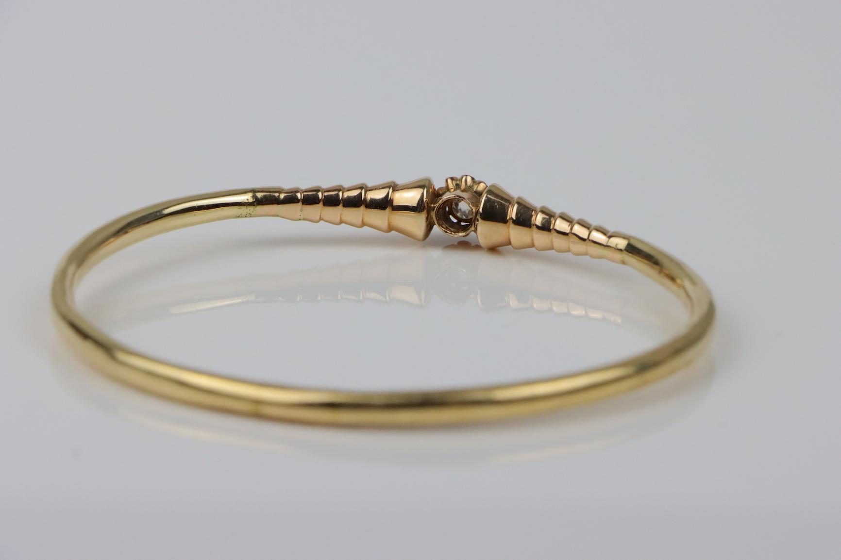 Vintage 14K Gold Diamond Bangle Bracelet