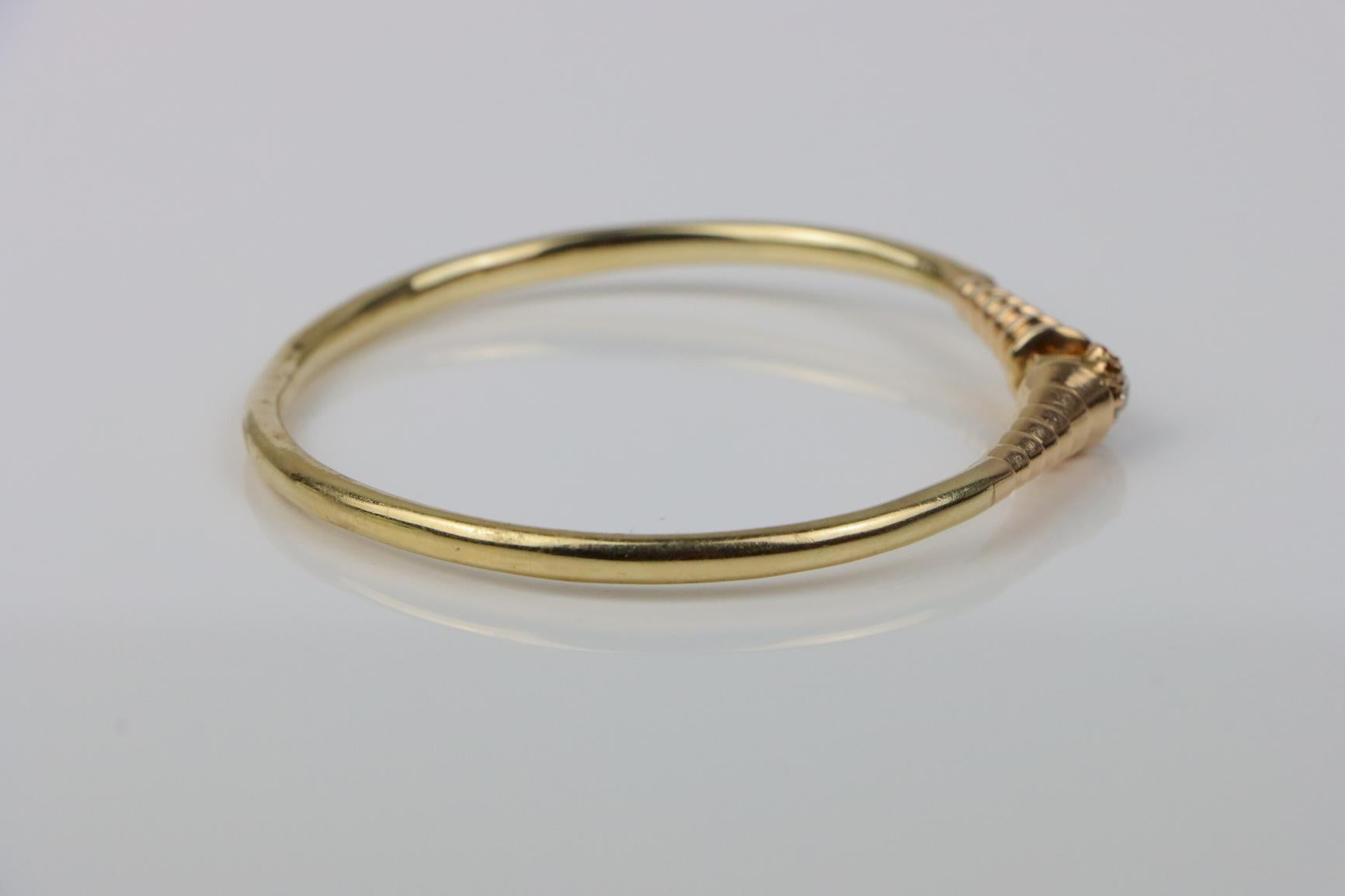 Vintage 14K Gold Diamond Bangle Bracelet