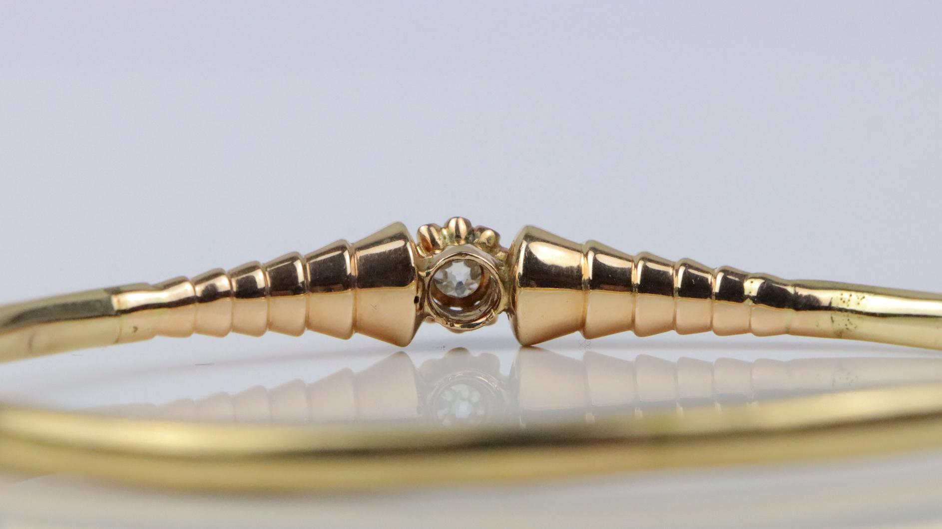 Vintage 14K Gold Diamond Bangle Bracelet