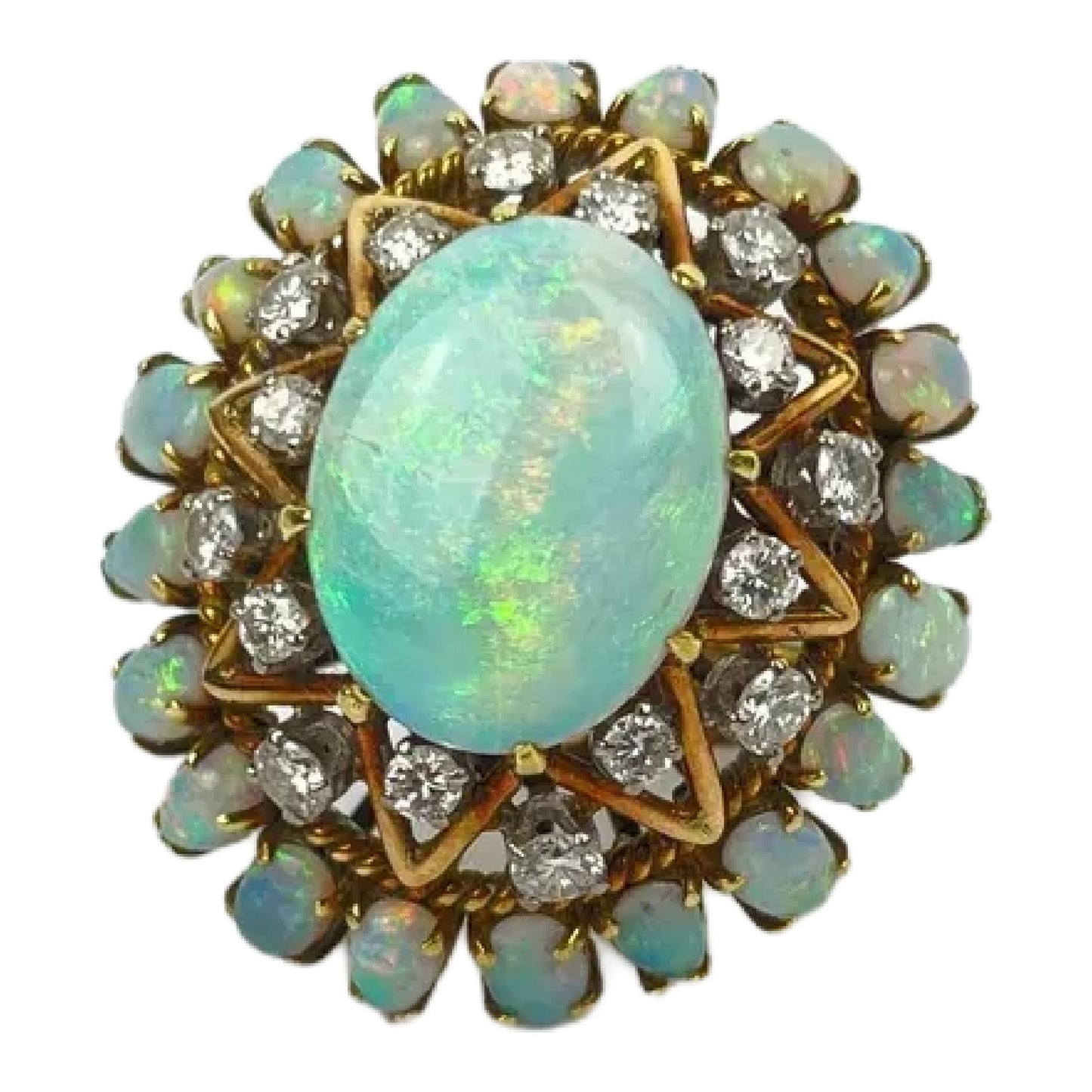 14k Gold Opal Diamond Ring