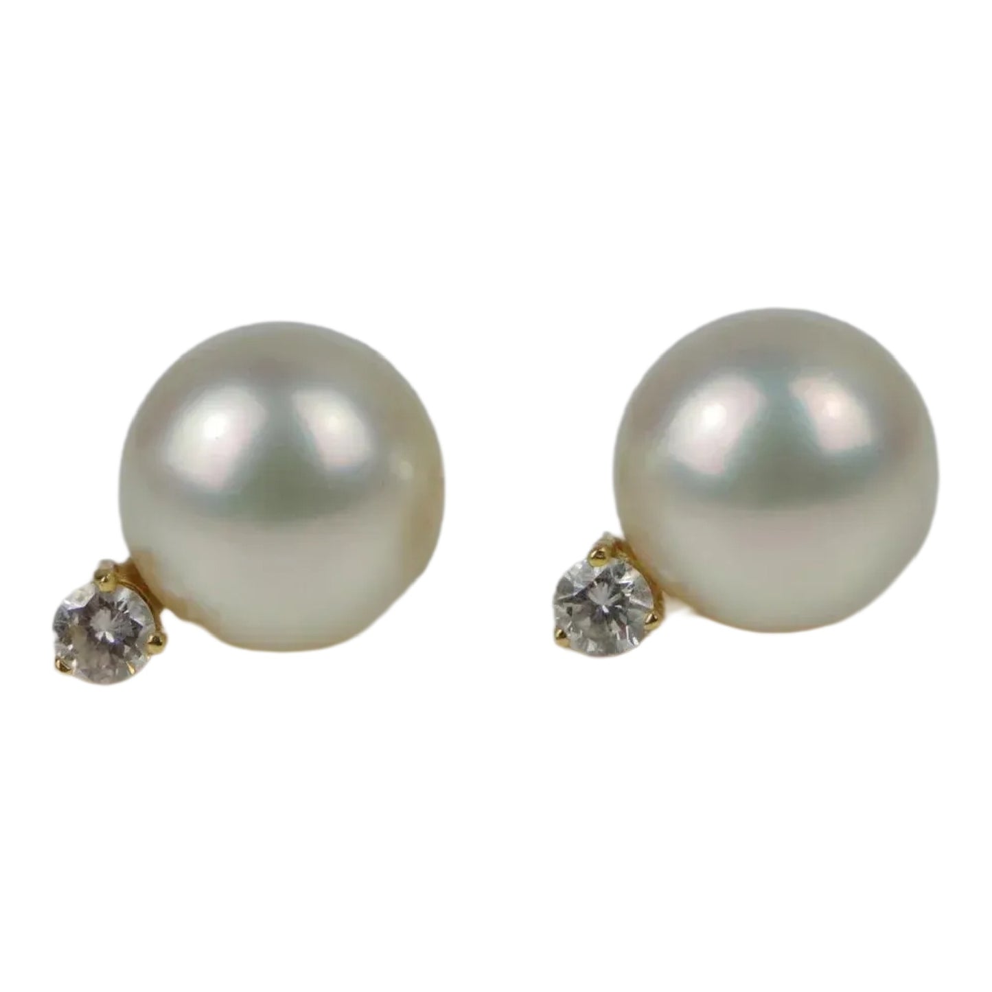 18K Gold Mikimoto Pearl Diamond Earrings