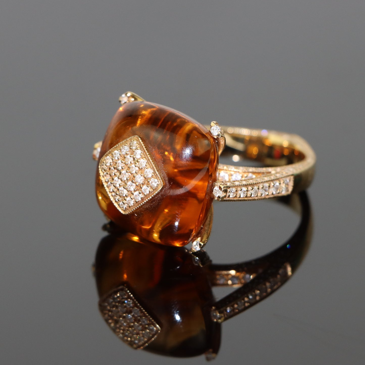 Io Si 18K Gold Diamond Citrine Cocktail Ring