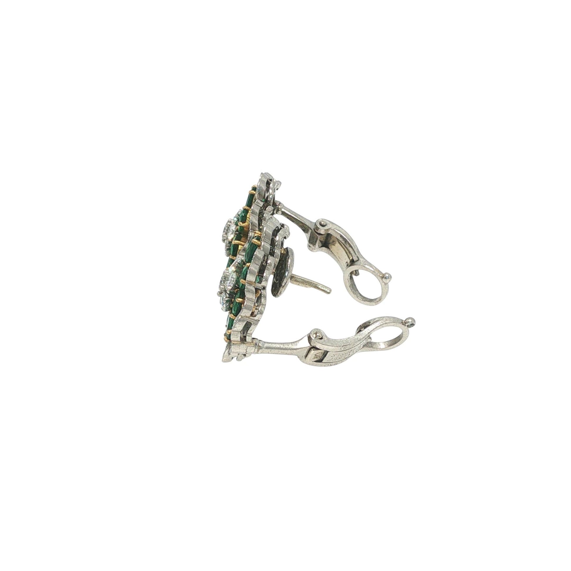 Van Cleef & Arpels Emerald and Diamond Camellia Flower Earrings