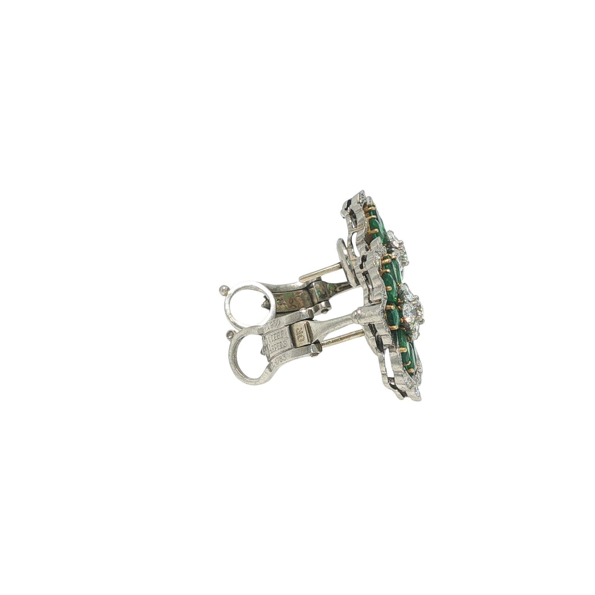 Van Cleef & Arpels Emerald and Diamond Camellia Flower Earrings