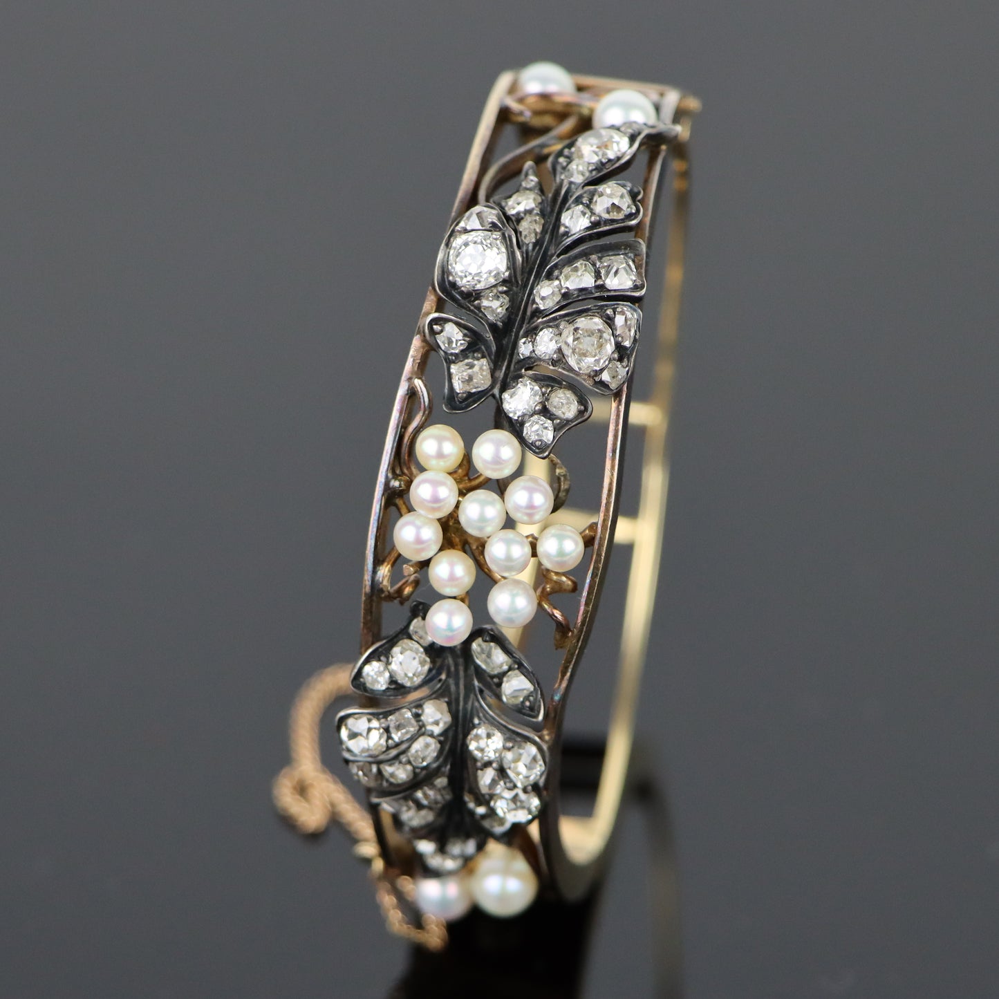 Victorian Diamond & Pearl Cuff Bracelet