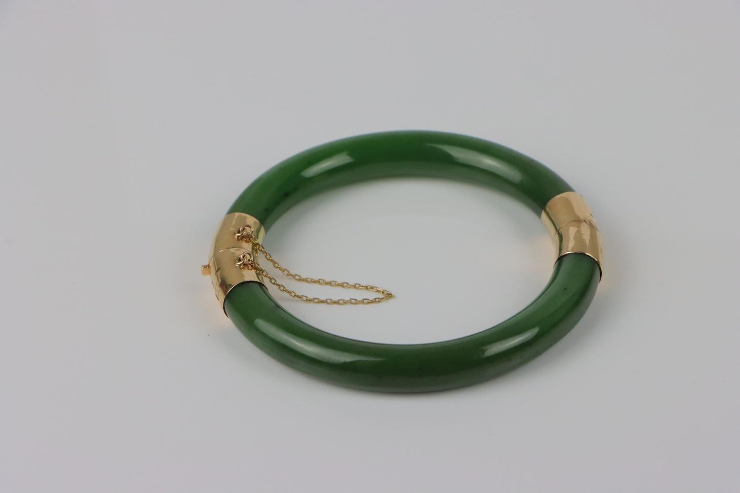 Vintage 14K Gold & Spinach Jade Bangle