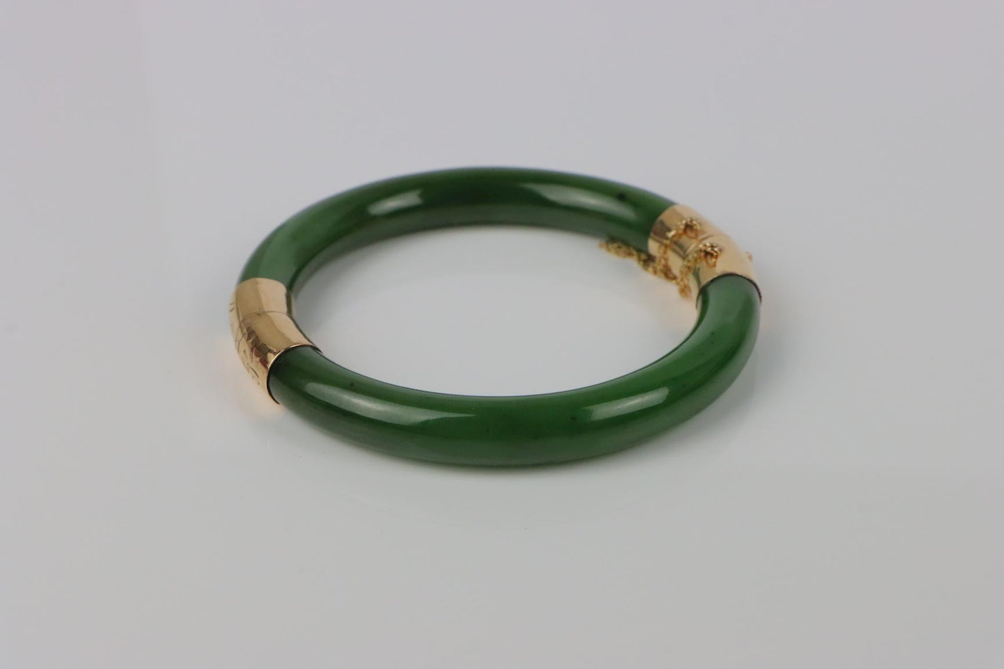 Vintage 14K Gold & Spinach Jade Bangle