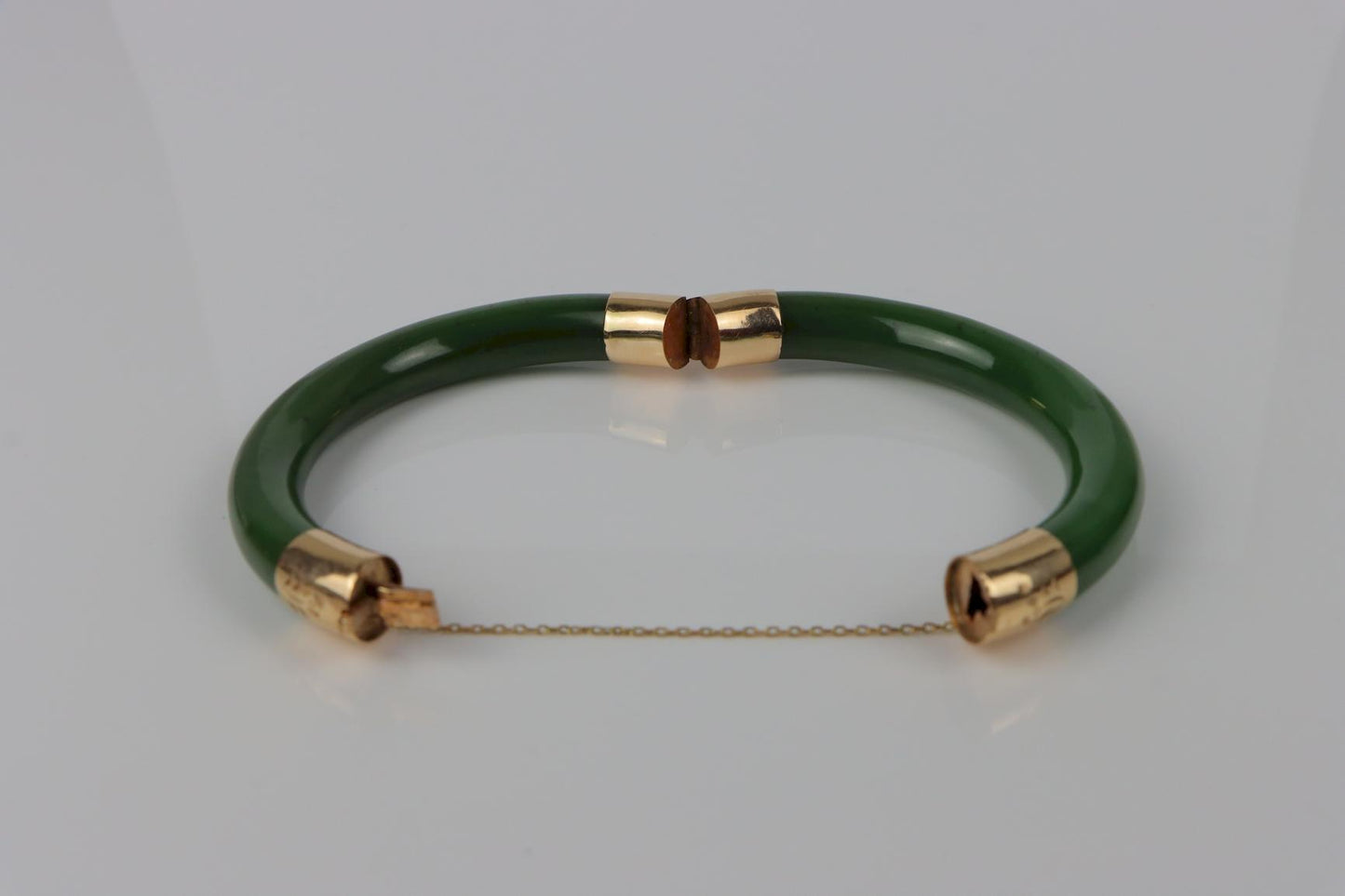 Vintage 14K Gold & Spinach Jade Bangle